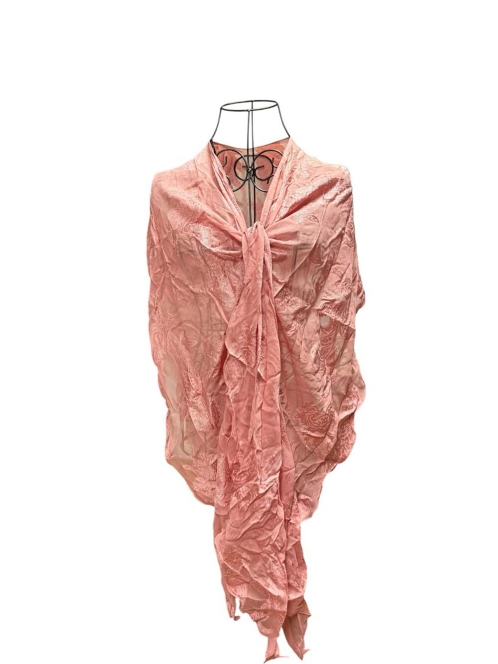 Lightweight Silky Pink Lace Shawl Scarf